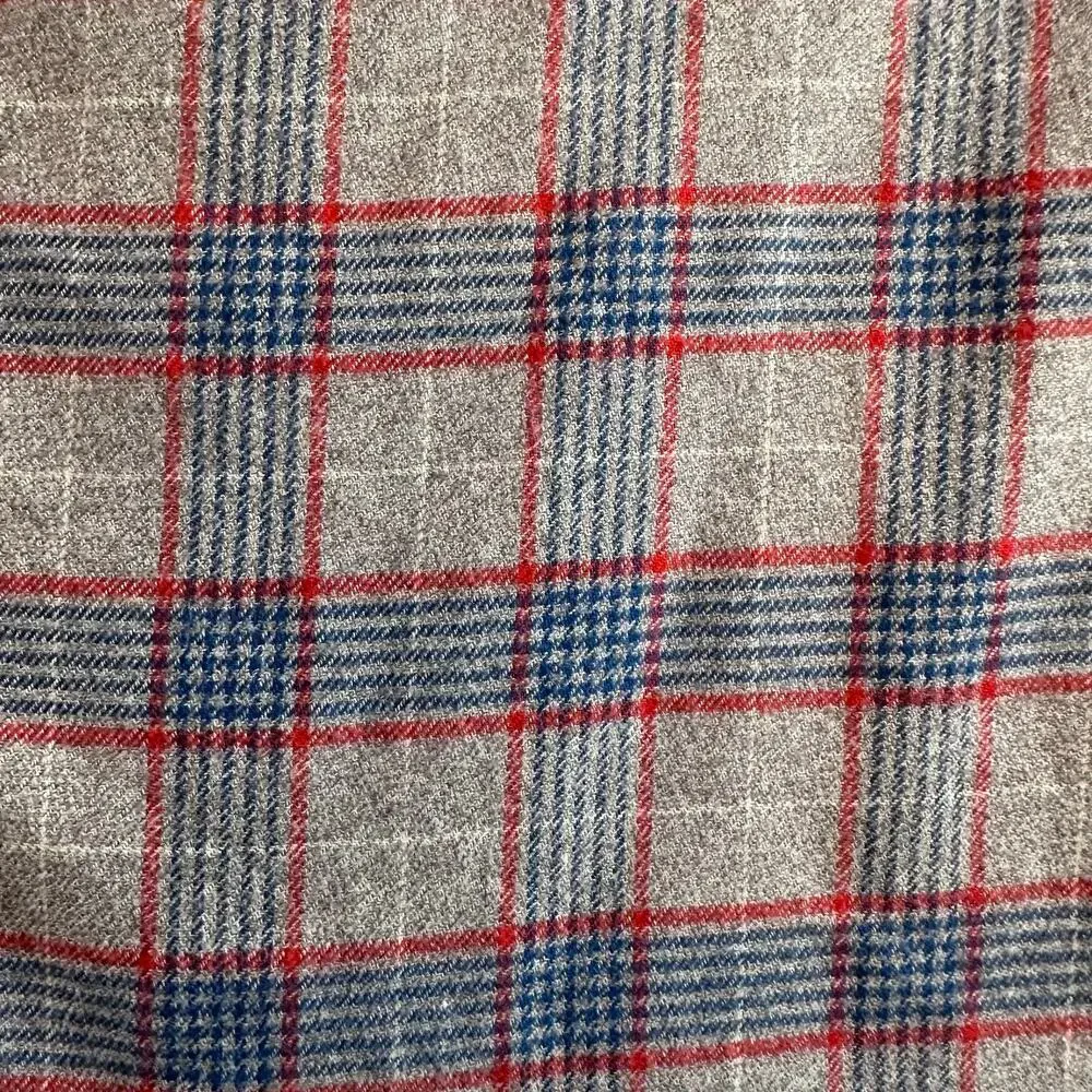 J Crew Men's Large Red Blue & Gray Flannel Button Down 100% Cotton